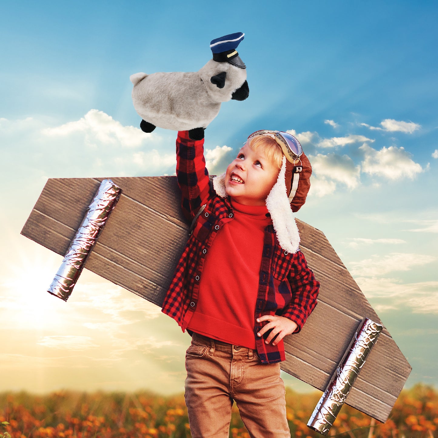 SUPER SOFT PLUSH - VALAIS BLACKNOSE SHEEP PILOT DRESS UP