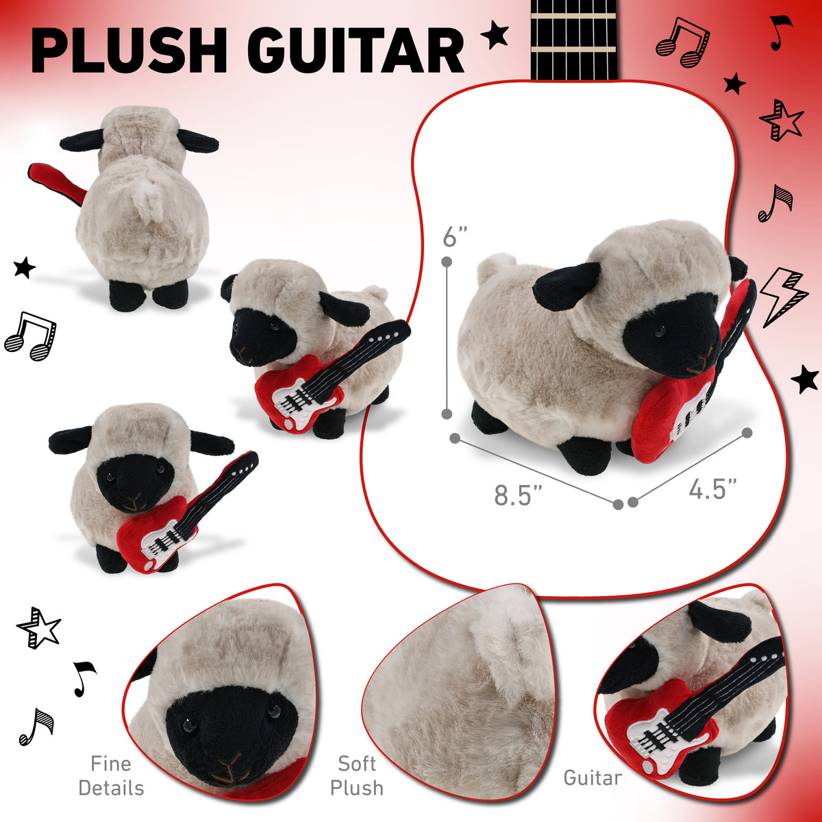 SUPER SOFT PLUSH - VALAIS BLACKNOSE SHEEP WITH GUITAR ADD ON