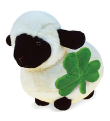 DolliBu Valais Blacknose Sheep Stuffed Toy with Green Plush Shamrock - 8.5 Inch