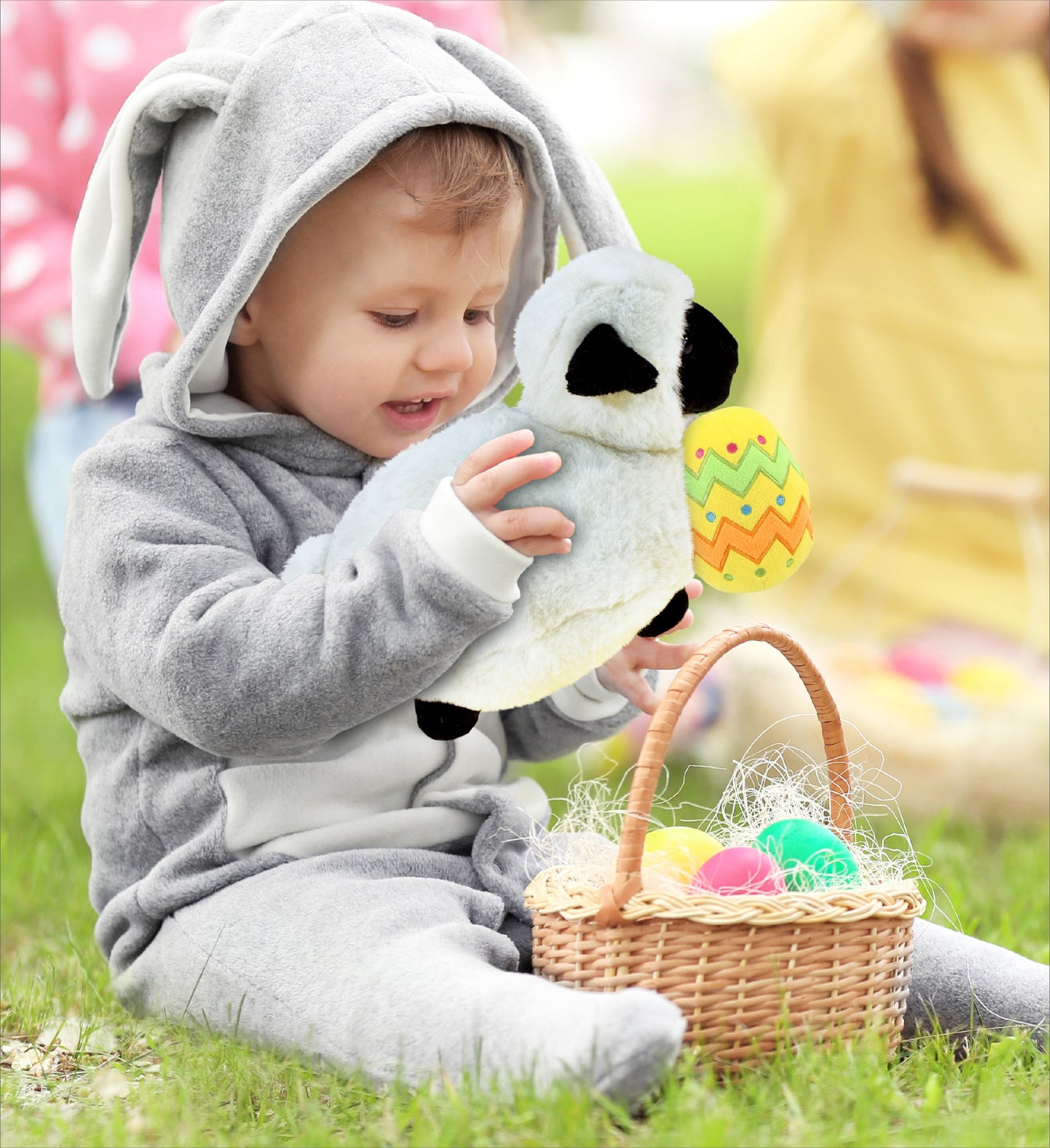 DolliBu Cute Valais Blacknose Sheep with Yellow Easter Egg Plush - 8.5 Inches