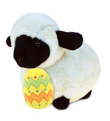 DolliBu Cute Valais Blacknose Sheep with Yellow Easter Egg Plush - 8.5 Inches