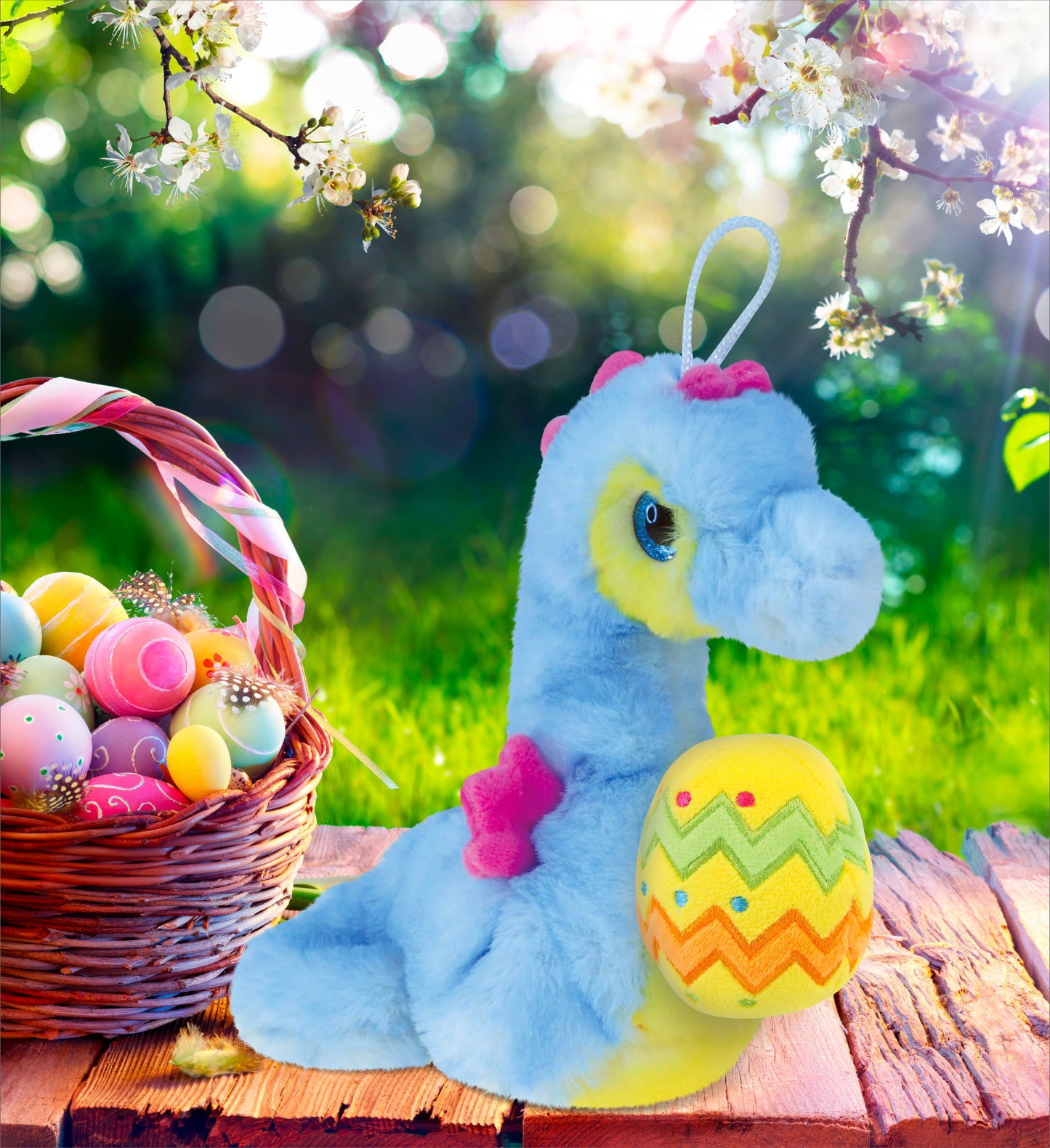 DolliBu Super Soft Blue Seahorse with Yellow Easter Egg Plush - 8.5 Inches