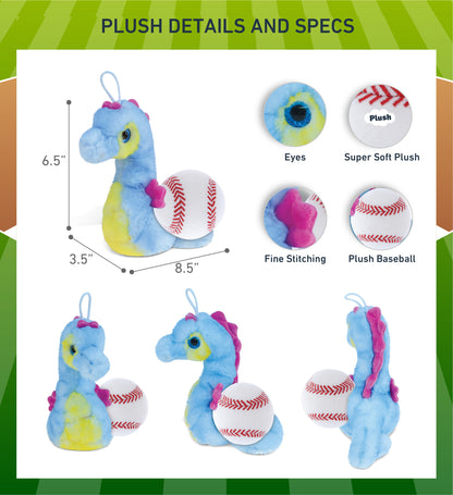 SUPER SOFT PLUSH - BLUE SEAHORSE WITH BASEBALL PLUSH