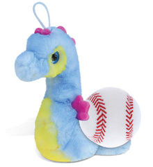 SUPER SOFT PLUSH - BLUE SEAHORSE WITH BASEBALL PLUSH