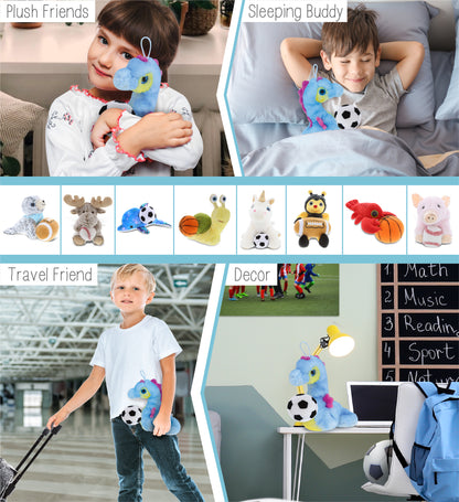 SUPER SOFT PLUSH - BLUE SEAHORSE WITH SOCCER PLUSH