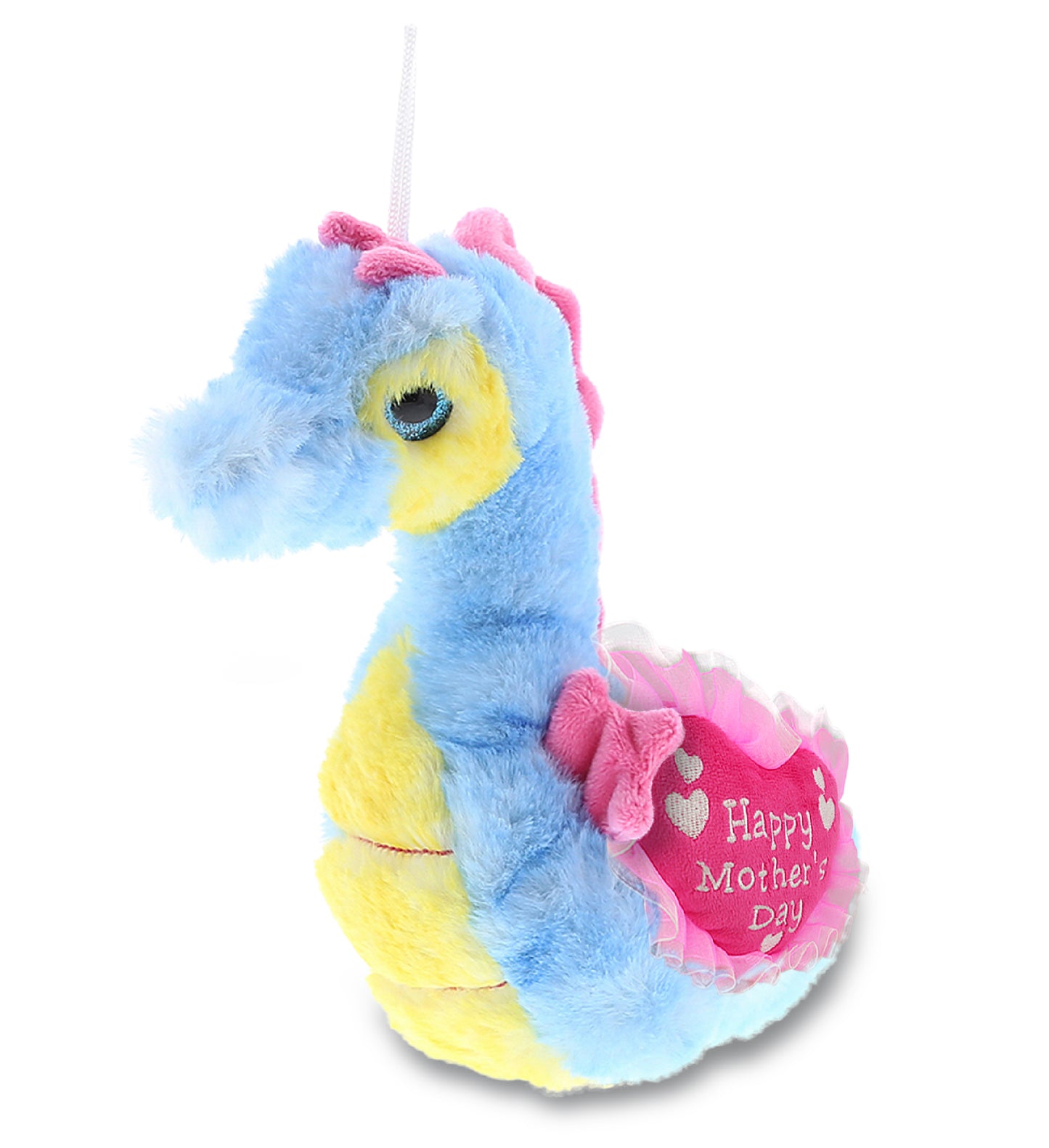 PLUSH MOTHERS DAY HEART - SUPER SOFT PLUSH - BLUE SEAHORSE