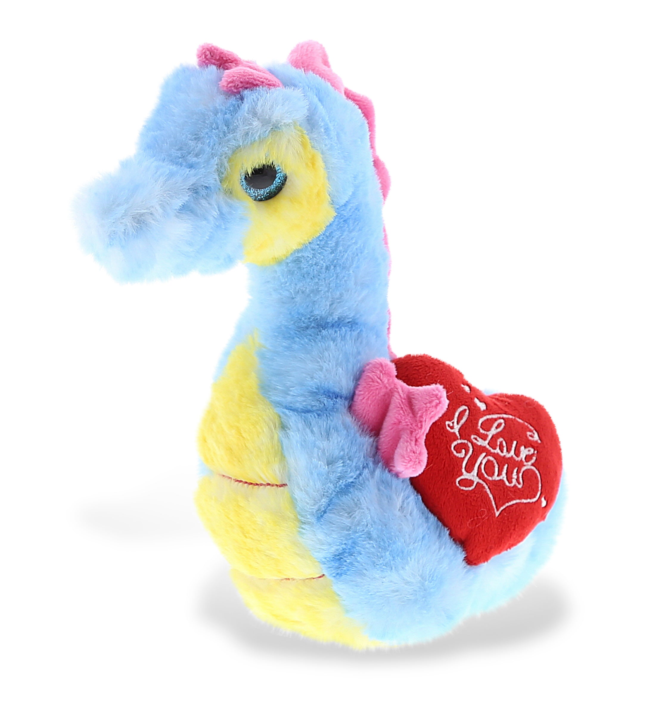 PLUSH I LOVE YOU RED HEART - SUPER SOFT PLUSH - BLUE SEAHORSE