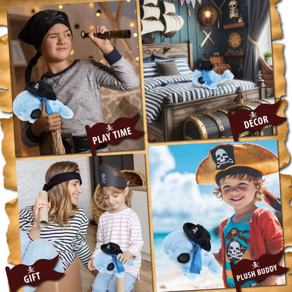 SUPER SOFT PLUSH - BLUE WHALE PIRATE DRESS UP