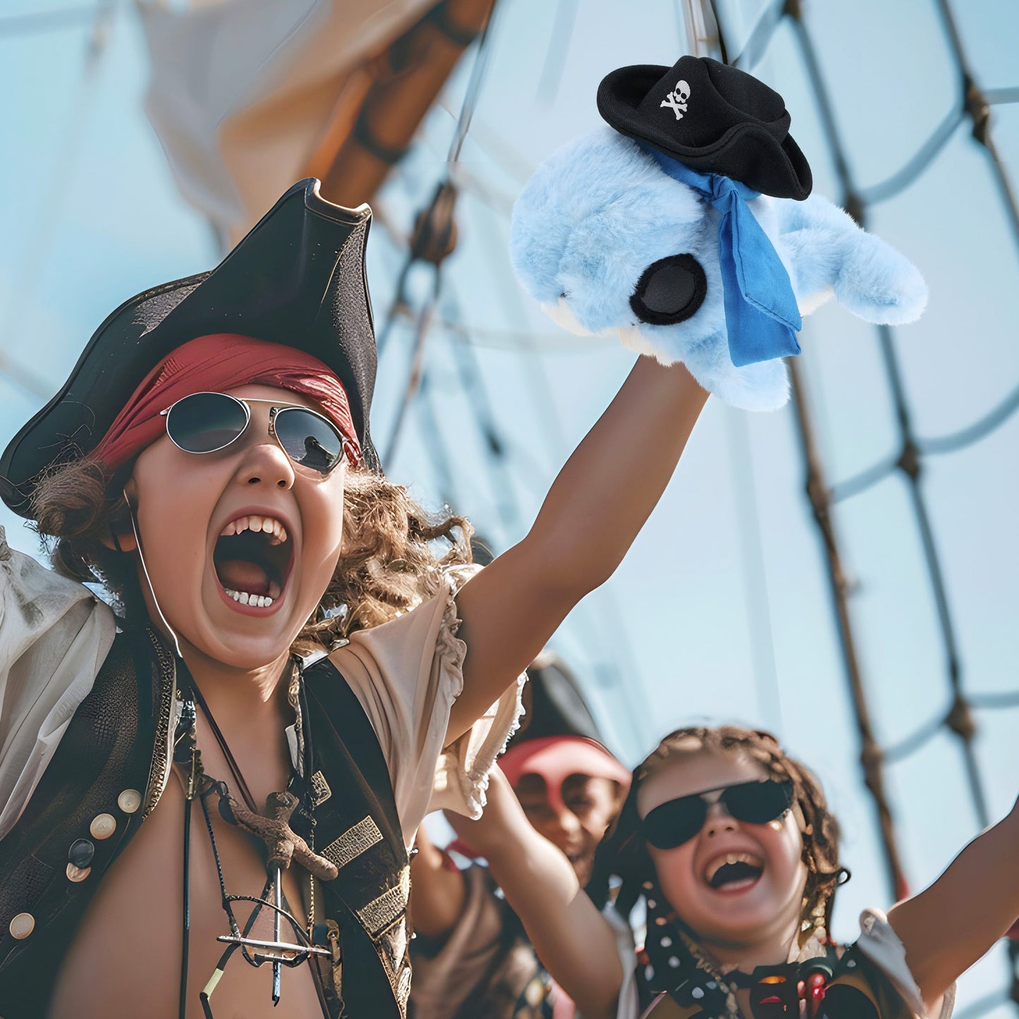 SUPER SOFT PLUSH - BLUE WHALE PIRATE DRESS UP