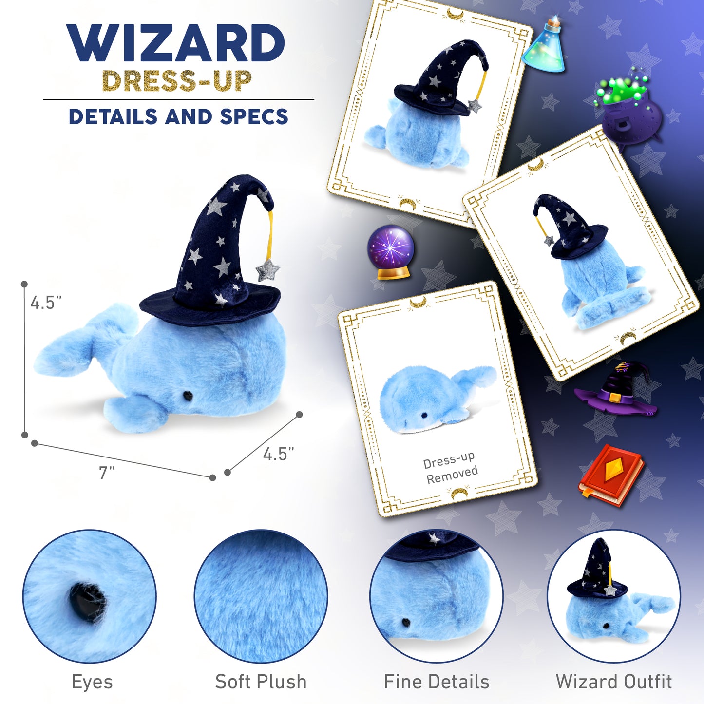 SUPER SOFT PLUSH - BLUE WHALE WIZARD