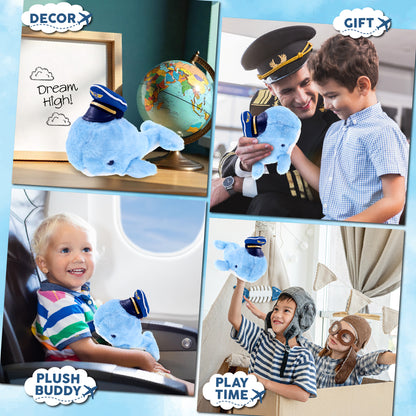 SUPER SOFT PLUSH - BLUE WHALE PILOT DRESS UP