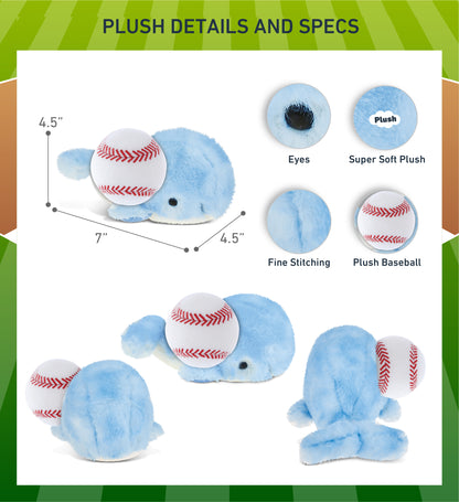 SUPER SOFT PLUSH - BLUE WHALE WITH BASEBALL PLUSH