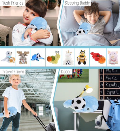 SUPER SOFT PLUSH - BLUE WHALE WITH SOCCER PLUSH