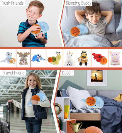 SUPER SOFT PLUSH - BLUE WHALE WITH BASKETBALL PLUSH