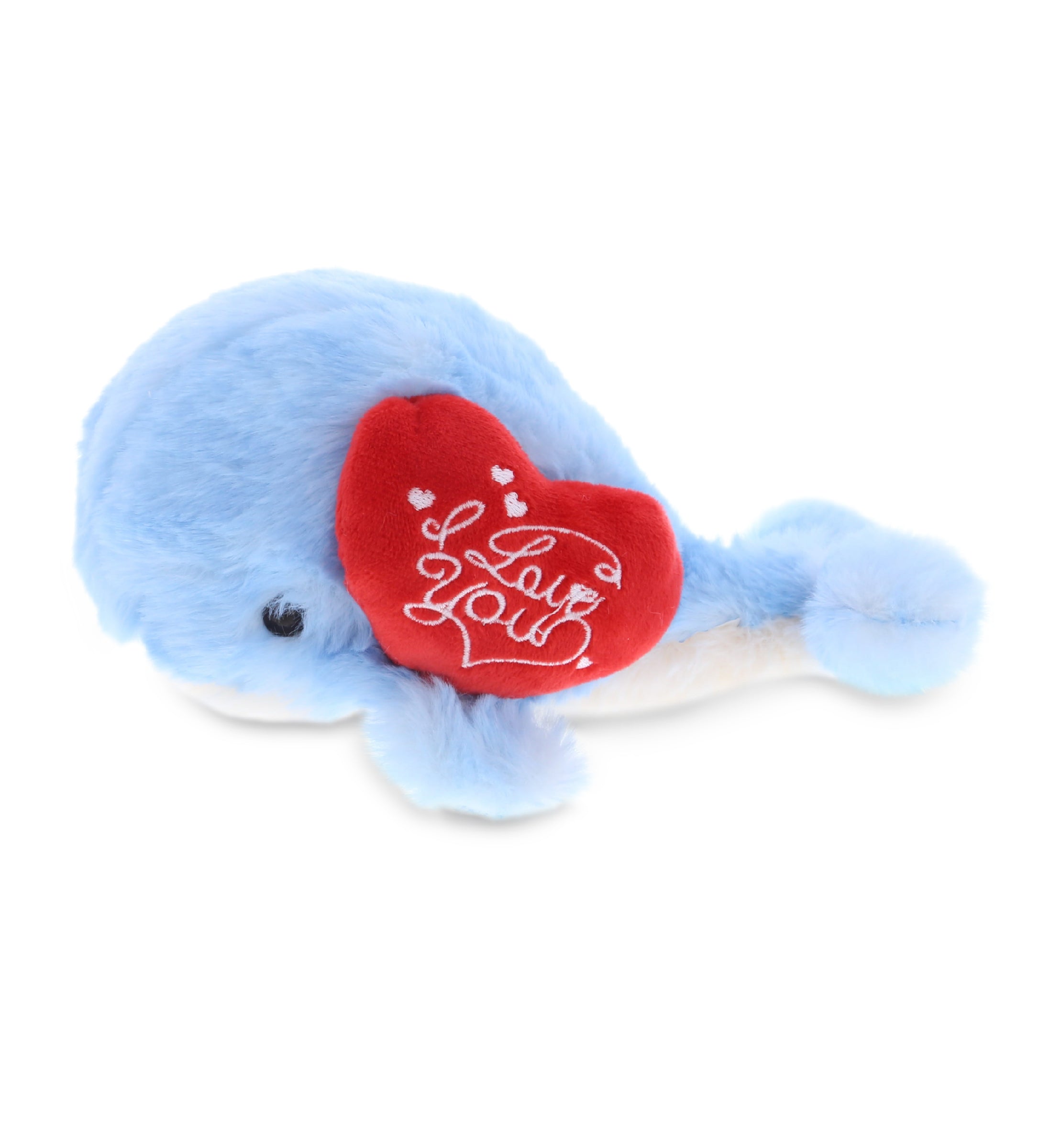 PLUSH I LOVE YOU RED HEART - SUPER SOFT PLUSH - BLUE WHALE