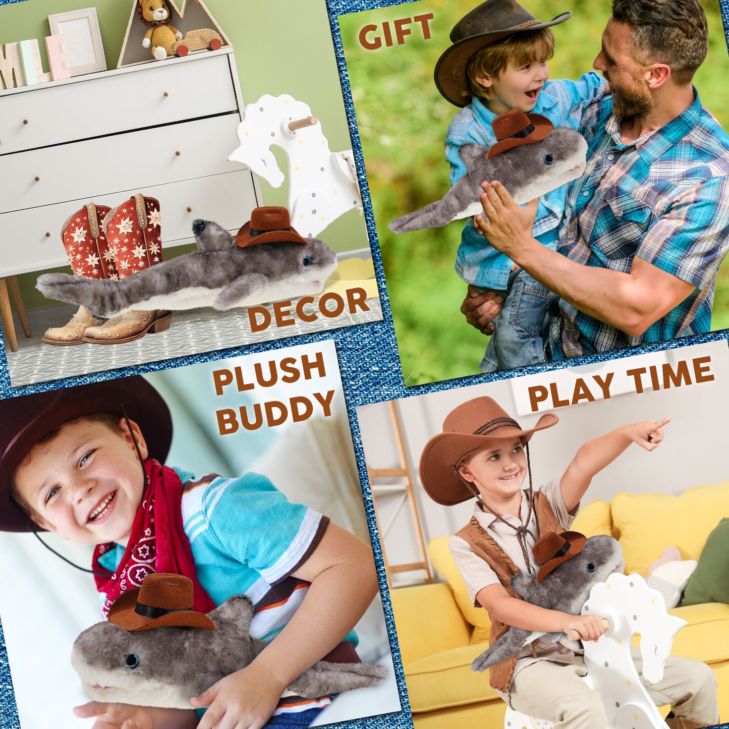 SUPER SOFT PLUSH - BLACKTIP REEF SHARK COWBOY DRESS UP