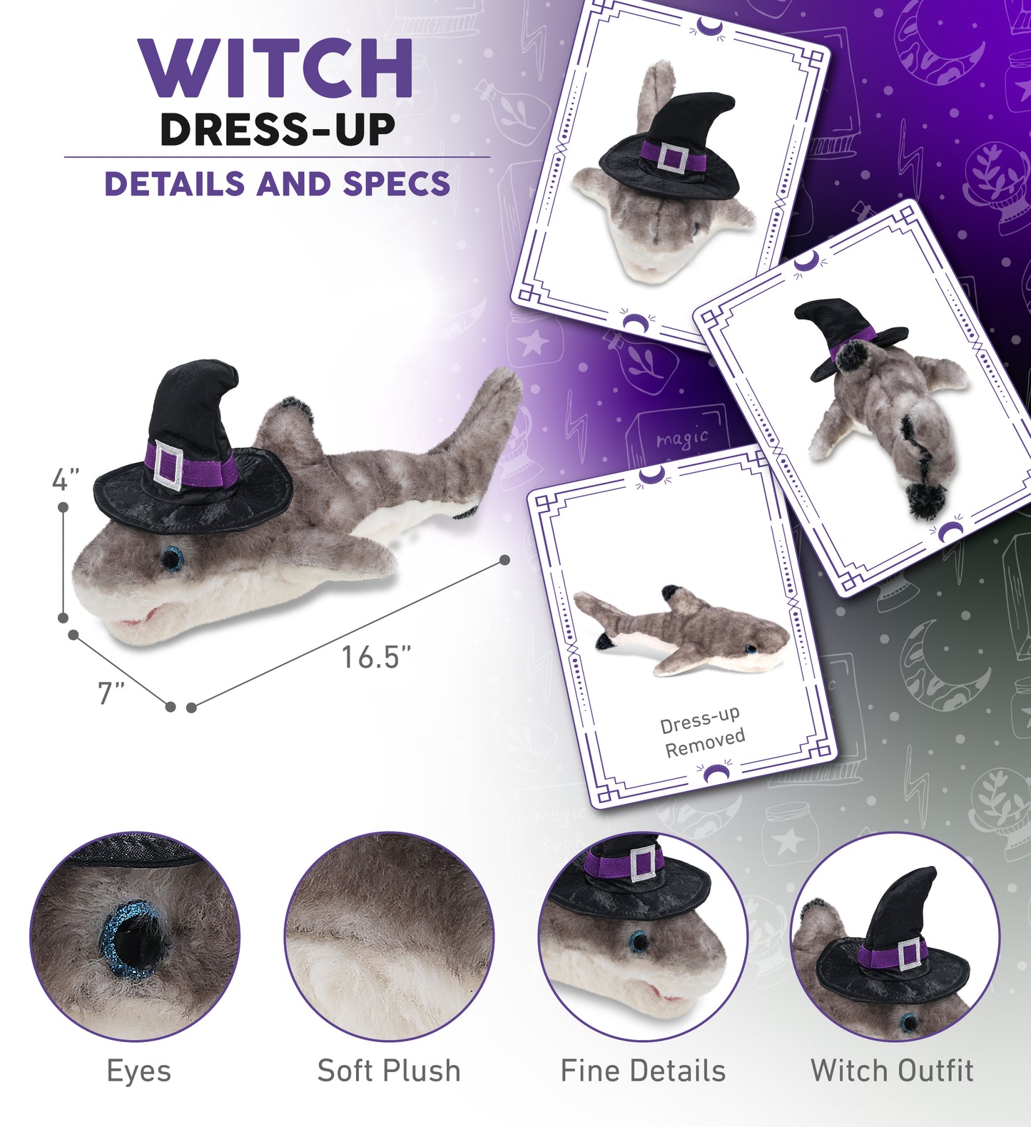 SUPER SOFT PLUSH - BLACKTIP REEF SHARK WITCH DRESS UP