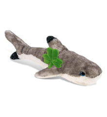 DolliBu Blacktip Reef Shark Stuffed Animal with Green Plush Shamrock, 16.5 Inch
