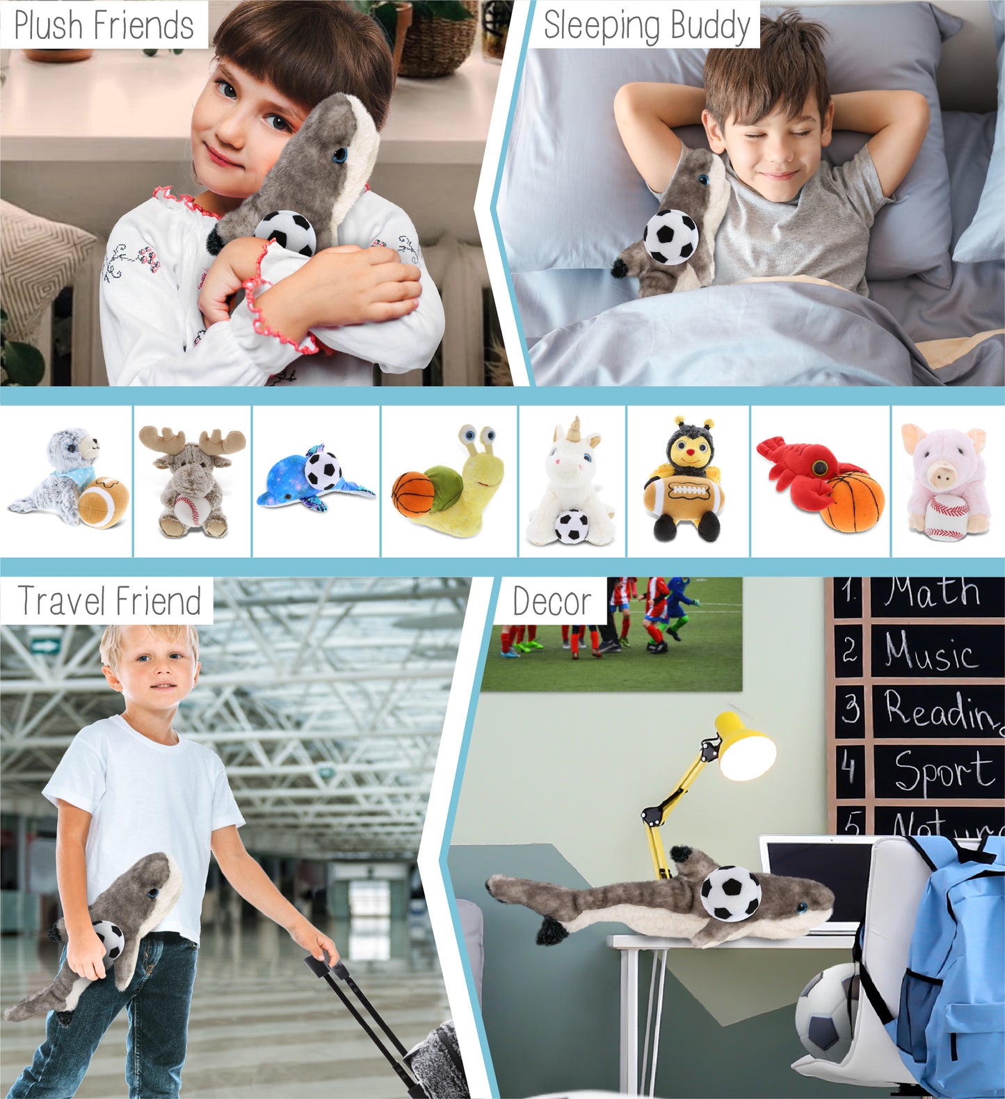 SUPER SOFT PLUSH - BLACKTIP REEF SHARK WITH SOCCER PLUSH