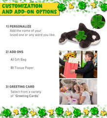 DolliBu Wild Killer Whale Stuffed Animal with Green Plush Shamrock - 11.5 Inch