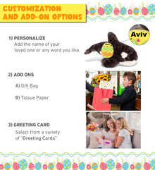 DolliBu Super Soft Killer Whale with Yellow Easter Egg Plush - 11.5 Inches