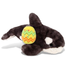 DolliBu Super Soft Killer Whale with Yellow Easter Egg Plush - 11.5 Inches