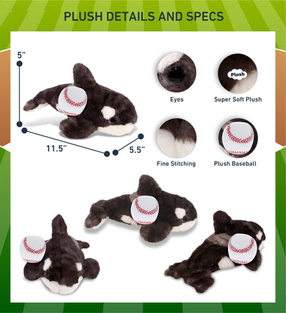 SUPER SOFT PLUSH - WILD KILLER WHALE SMALL WITH BASEBALL PLUSH