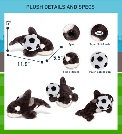 SUPER SOFT PLUSH - WILD KILLER WHALE SMALL WITH SOCCER PLUSH
