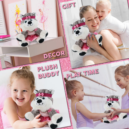SUPER SOFT PLUSH - FLOPPY HUSKY WITH BALLERINA DRESS UP