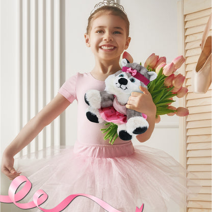 SUPER SOFT PLUSH - FLOPPY HUSKY WITH BALLERINA DRESS UP
