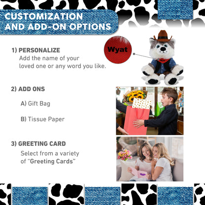 SUPER SOFT PLUSH - FLOPPY HUSKY With COWBOY Dress Up