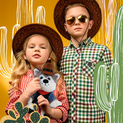 SUPER SOFT PLUSH - FLOPPY HUSKY With COWBOY Dress Up