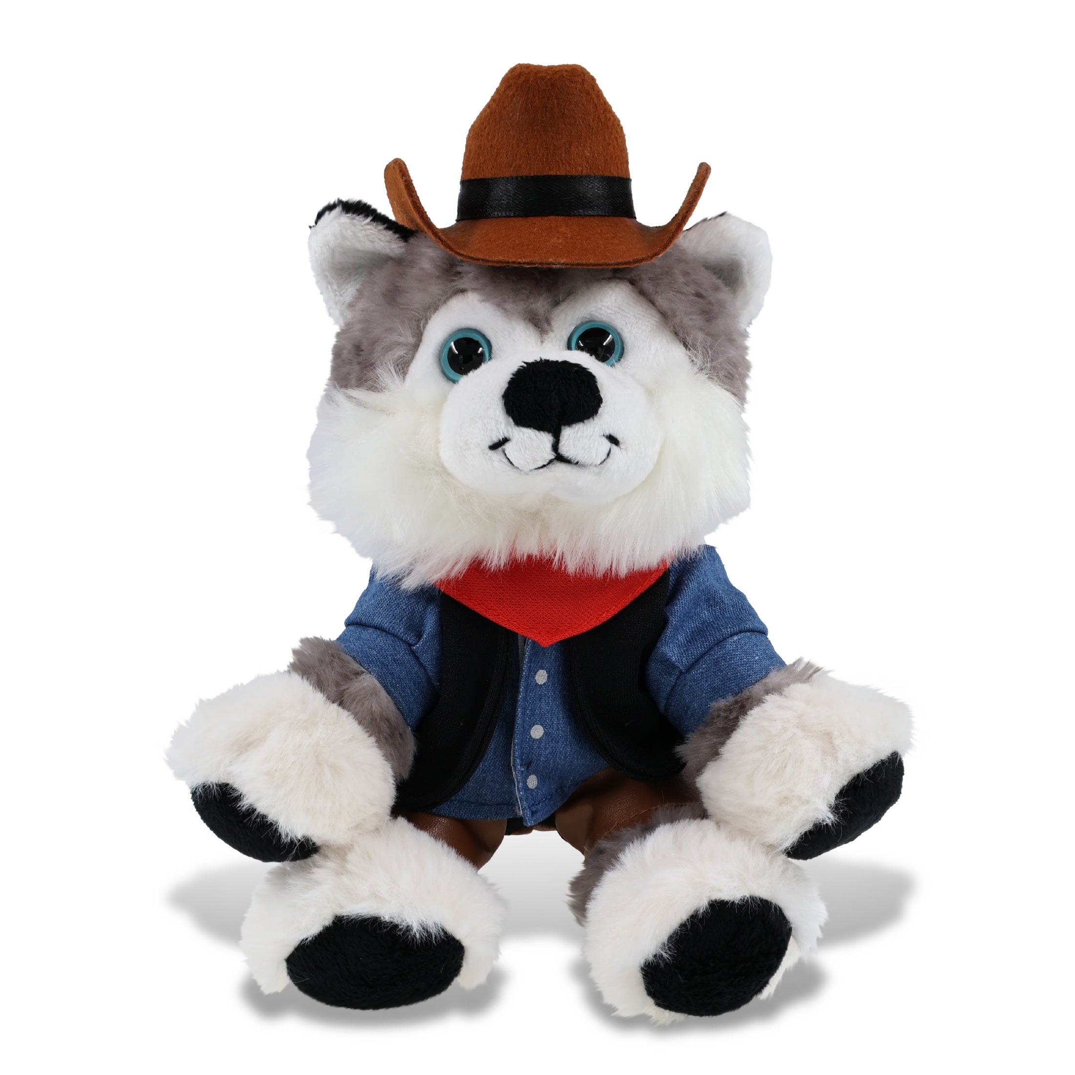 SUPER SOFT PLUSH - FLOPPY HUSKY With COWBOY Dress Up