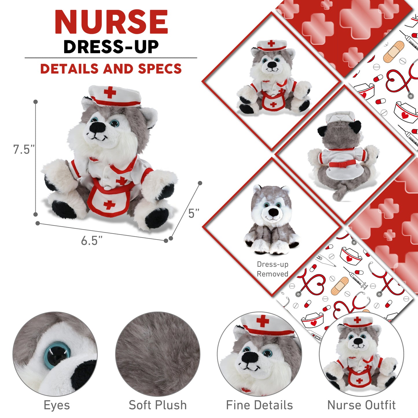 SUPER SOFT PLUSH - FLOPPY HUSKY NURSE