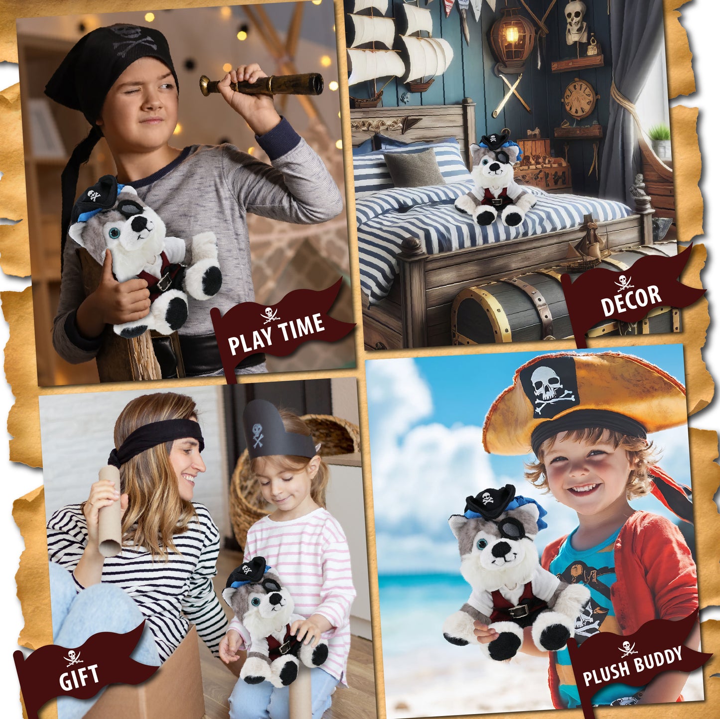 SUPER SOFT PLUSH - FLOPPY HUSKY PIRATE DRESS UP