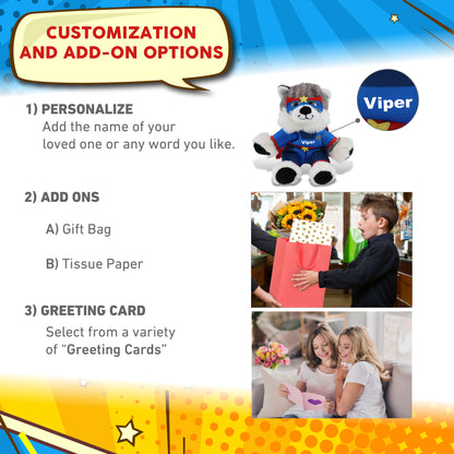 SUPER SOFT PLUSH - FLOPPY HUSKY With SUPER HERO Dress Up