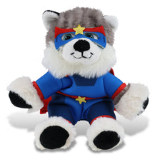 SUPER SOFT PLUSH - FLOPPY HUSKY With SUPER HERO Dress Up