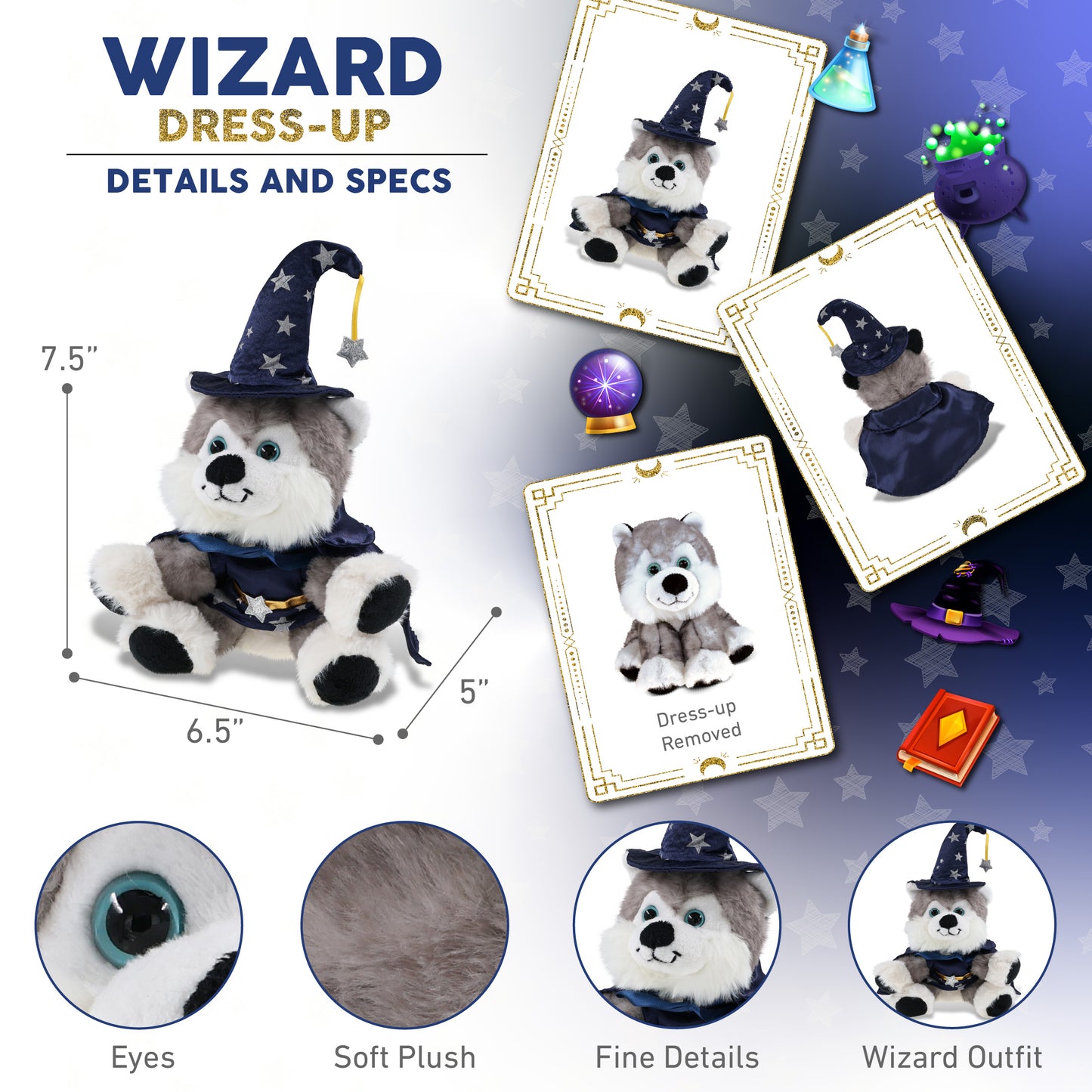 SUPER SOFT PLUSH - FLOPPY HUSKY WIZARD