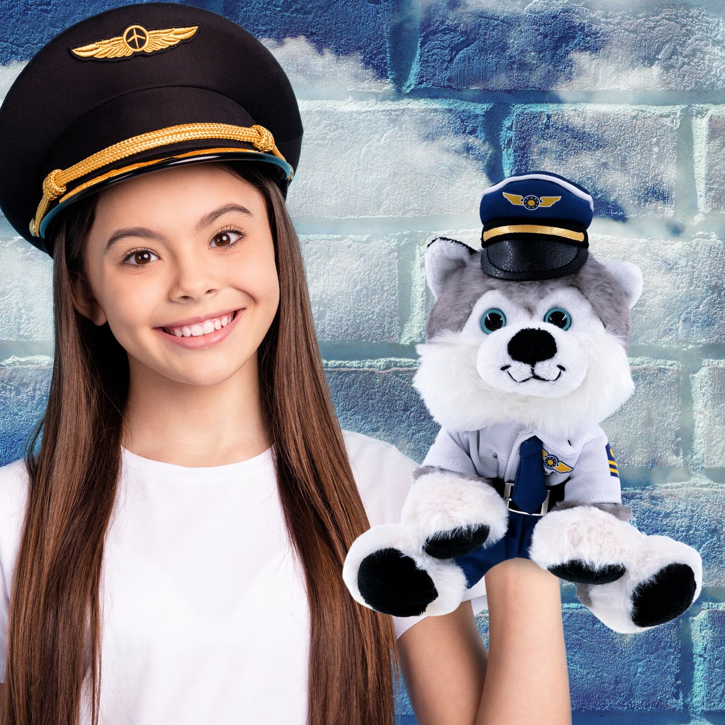 SUPER SOFT PLUSH - FLOPPY HUSKY PILOT DRESS UP