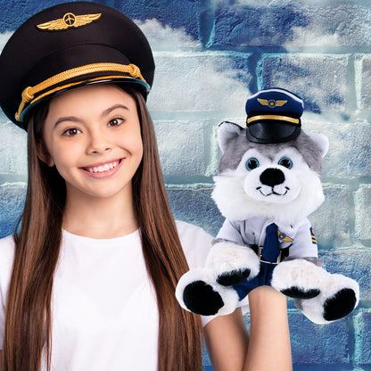 SUPER SOFT PLUSH - FLOPPY HUSKY PILOT DRESS UP