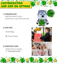 DolliBu Floppy Husky Stuffed Animal with Green Plush Shamrock - 7.5 Inches