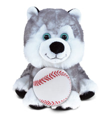 SUPER SOFT PLUSH - FLOPPY HUSKY WITH BASEBALL PLUSH