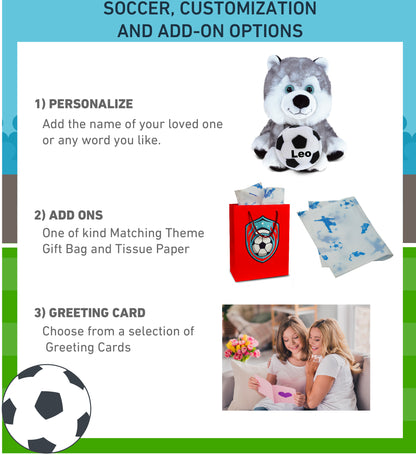 SUPER SOFT PLUSH - FLOPPY HUSKY WITH SOCCER PLUSH