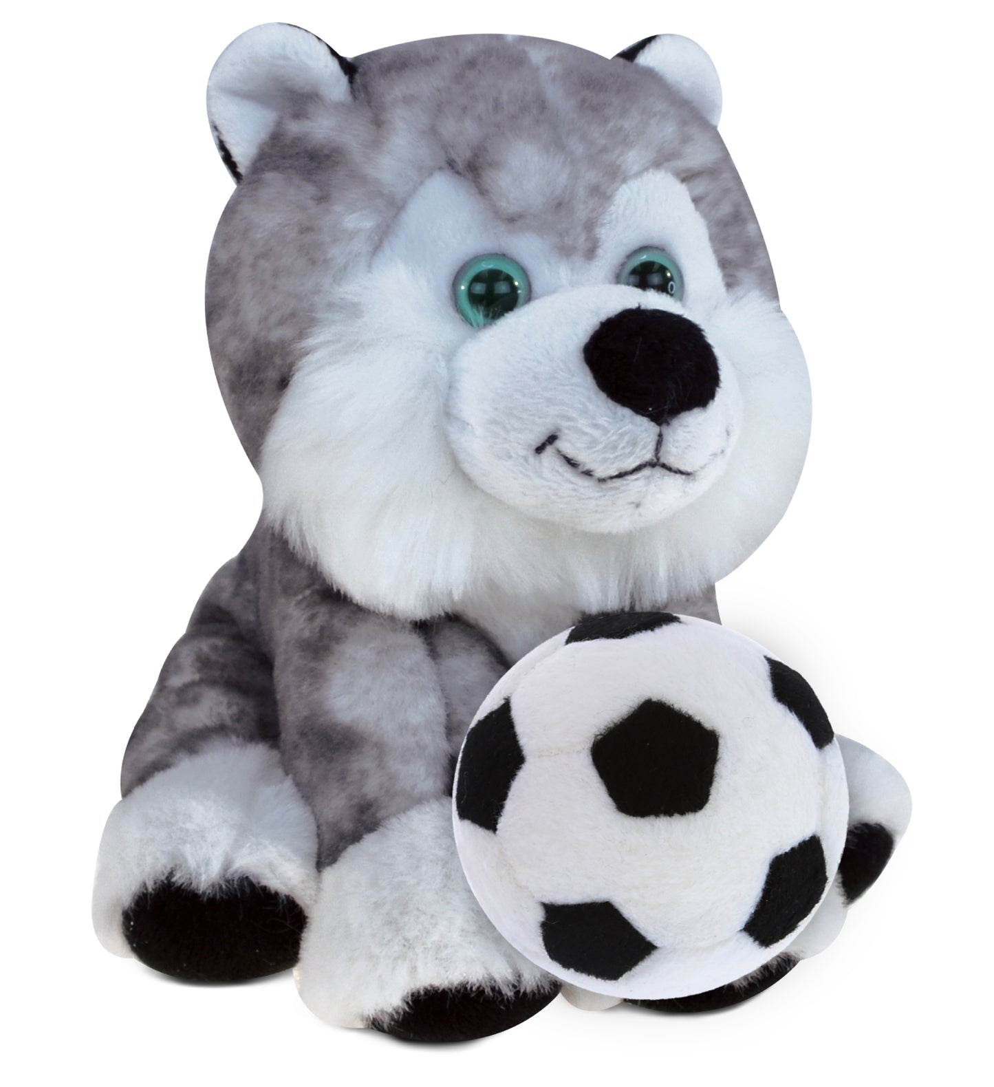 SUPER SOFT PLUSH - FLOPPY HUSKY WITH SOCCER PLUSH