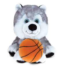 SUPER SOFT PLUSH - FLOPPY HUSKY WITH BASKETBALL PLUSH