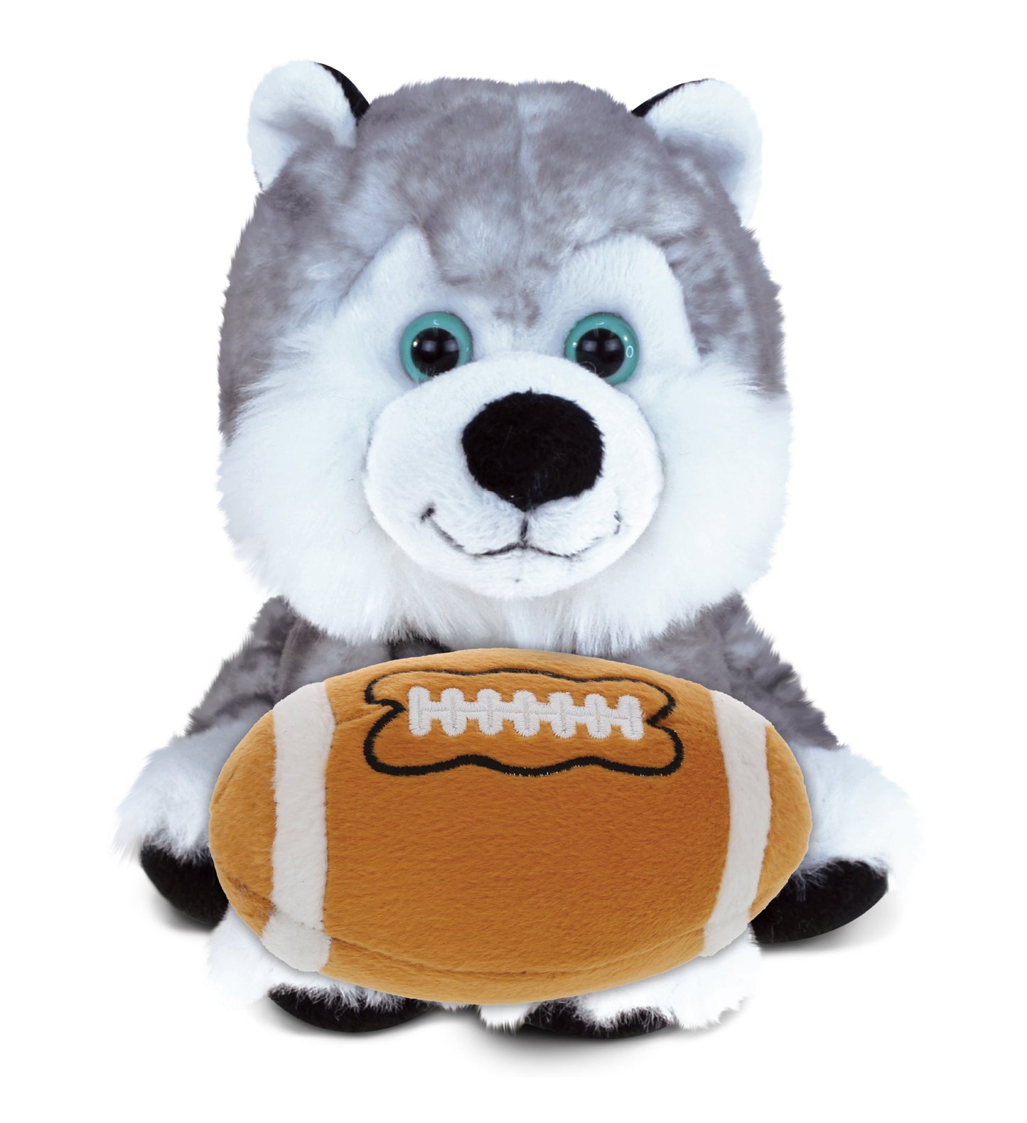 SUPER SOFT PLUSH - FLOPPY HUSKY WITH FOOTBALL PLUSH