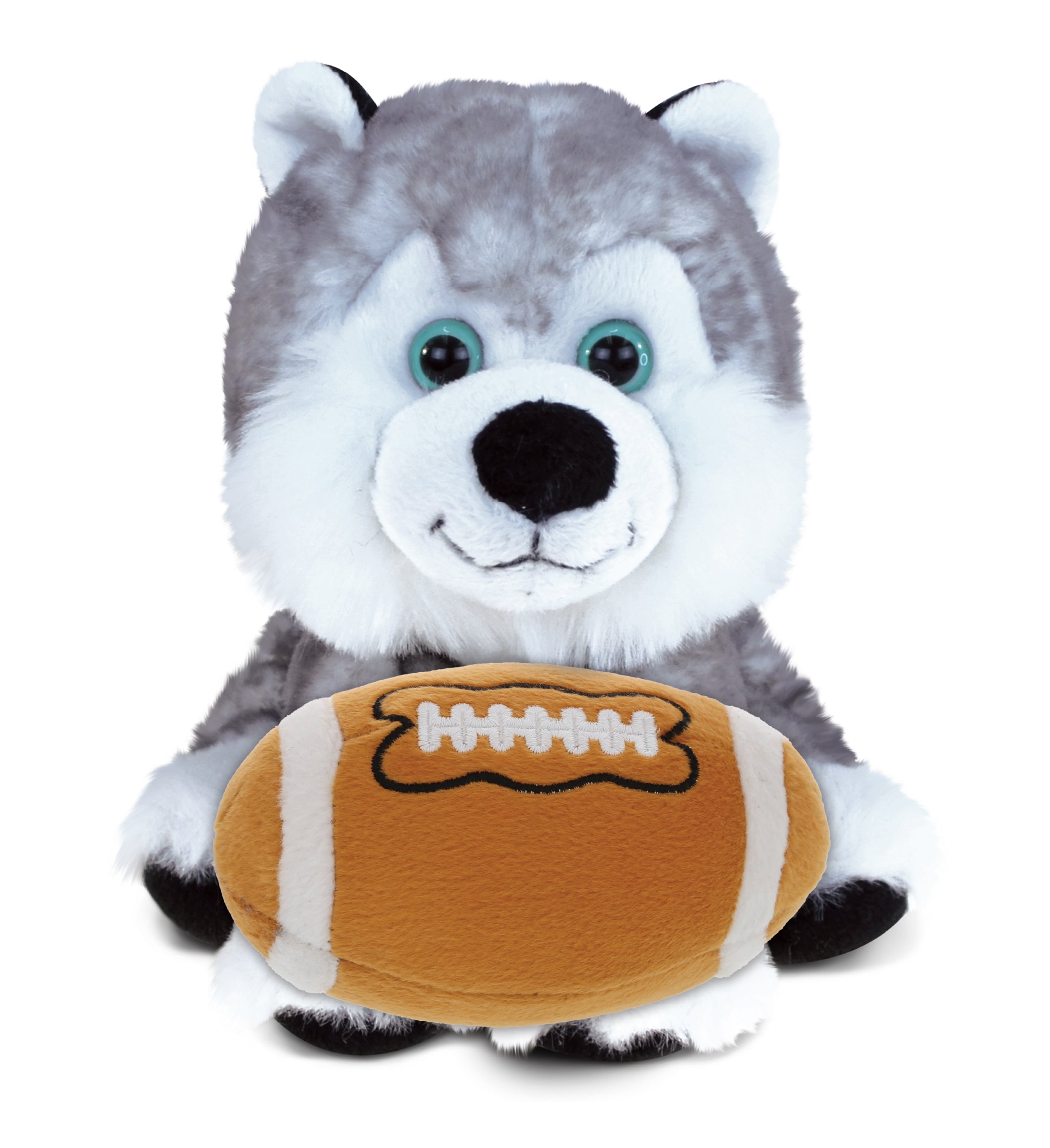 SUPER SOFT PLUSH - FLOPPY HUSKY WITH FOOTBALL PLUSH