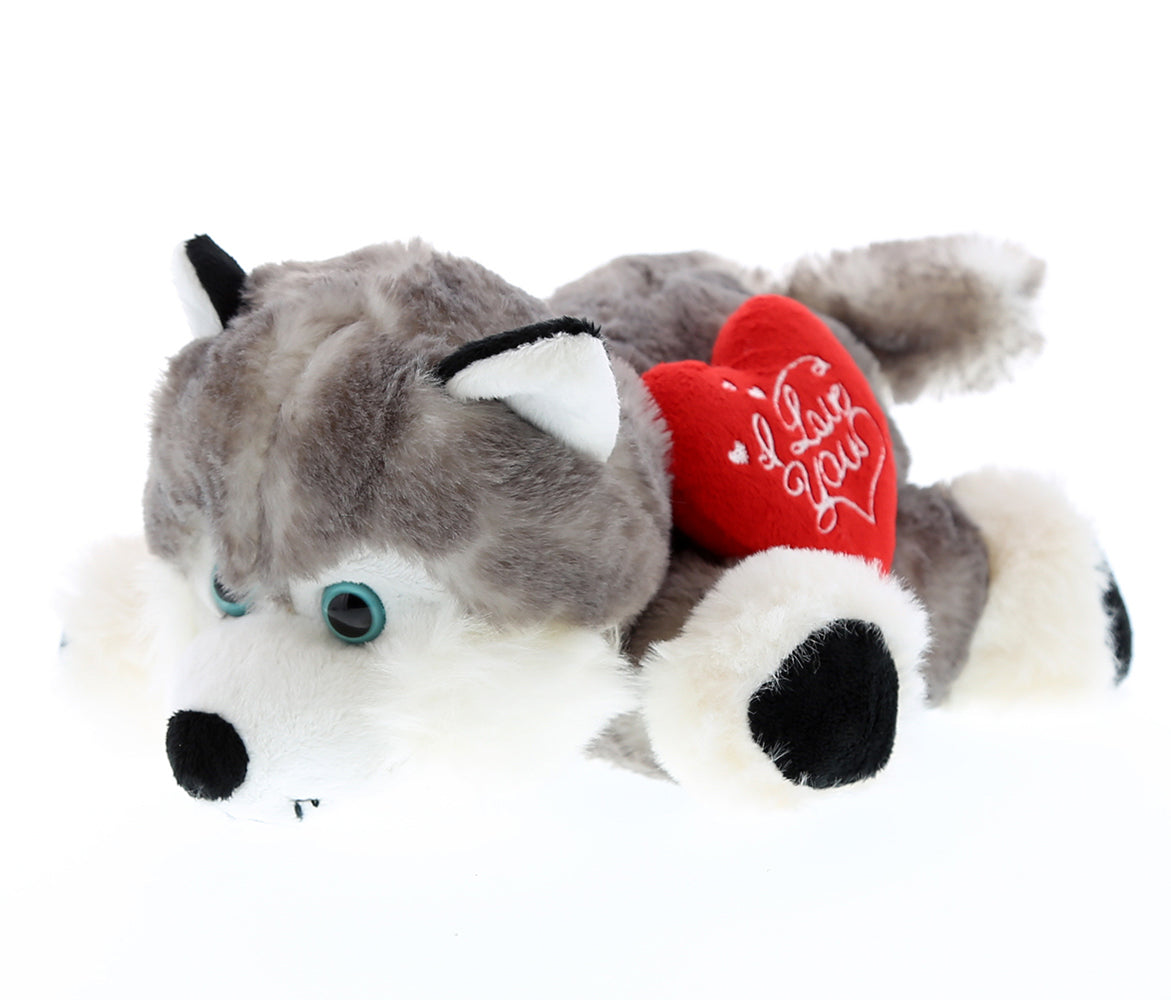 PLUSH I LOVE YOU RED HEART - SUPER SOFT PLUSH - FLOPPY HUSKY