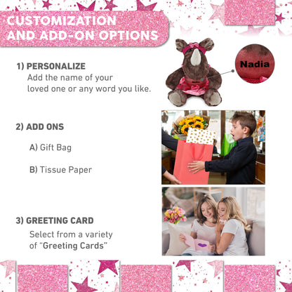 SUPER SOFT PLUSH - SITTING BROWN RHINO BALLERINA