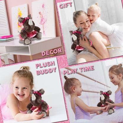 SUPER SOFT PLUSH - SITTING BROWN RHINO BALLERINA